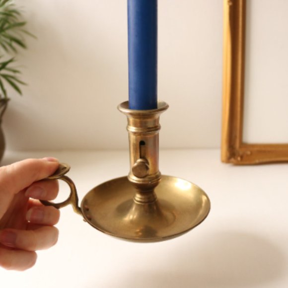 Vintage Brass Chamberstick Candlestick - Picture 3 of 7